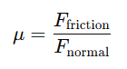 Coefficient of Friction (μ)